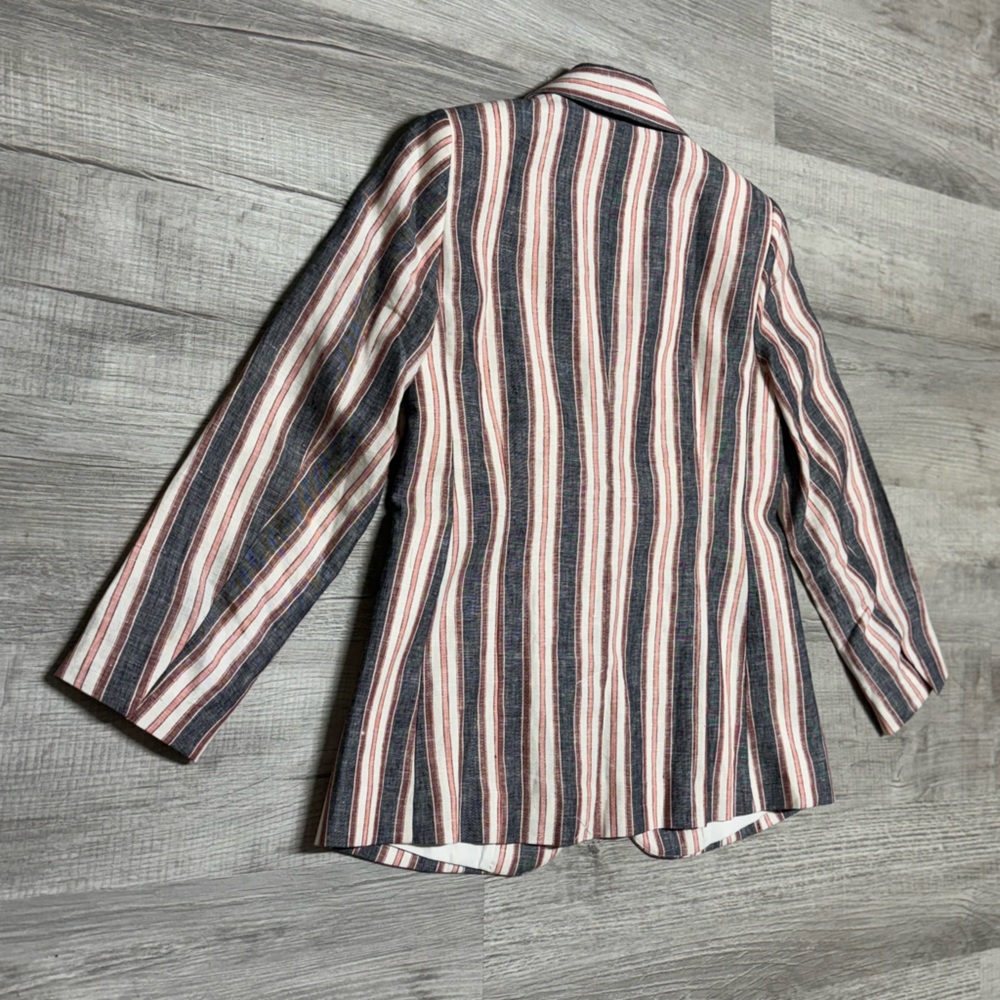 FRAME - The Linen Femme Blazer in Pastel Striped - Picture 7 of 10